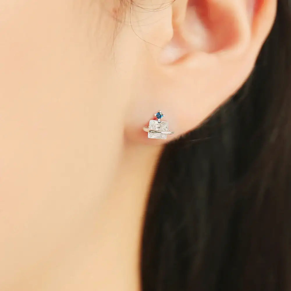 OST - Blue Point Silver Ear Piercing Set - OST - Jewelry - Harumio