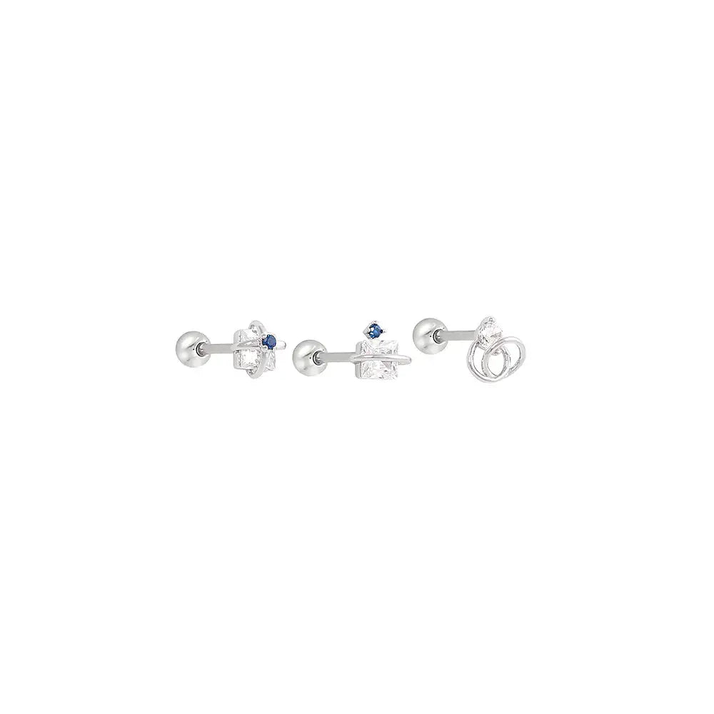 OST - Blue Point Silver Ear Piercing Set - OST - Jewelry - Harumio