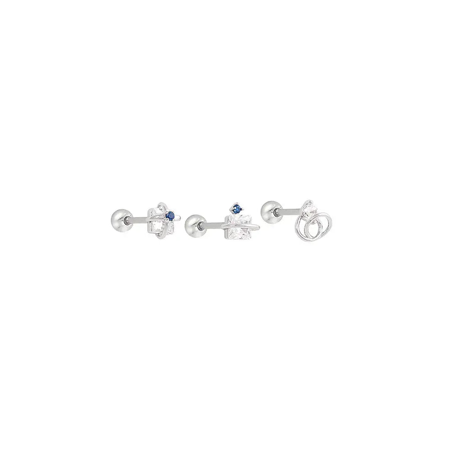 OST - Blue Point Silver Ear Piercing Set - OST - Jewelry - Harumio