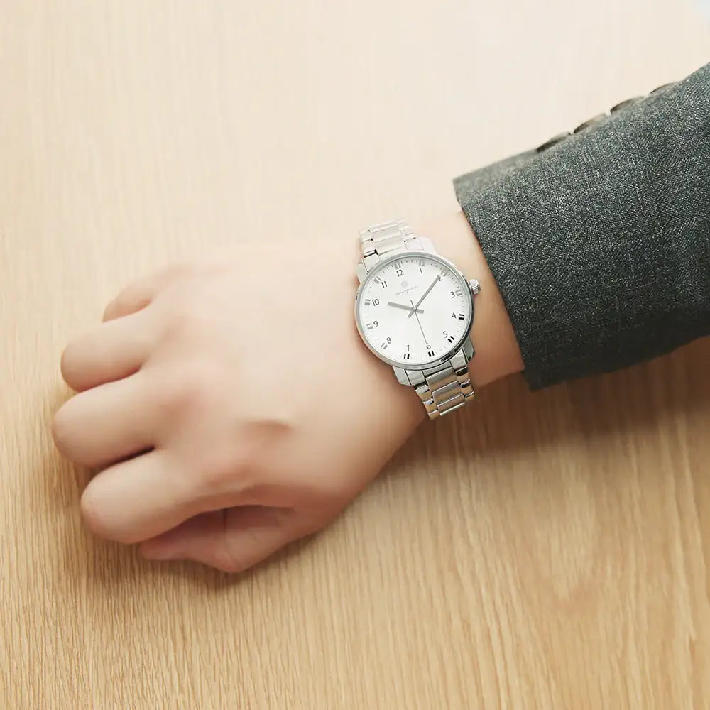 OST - Silver Dot Index Men's One-Touch Couple Metal Watch - OST - Watch - Harumio