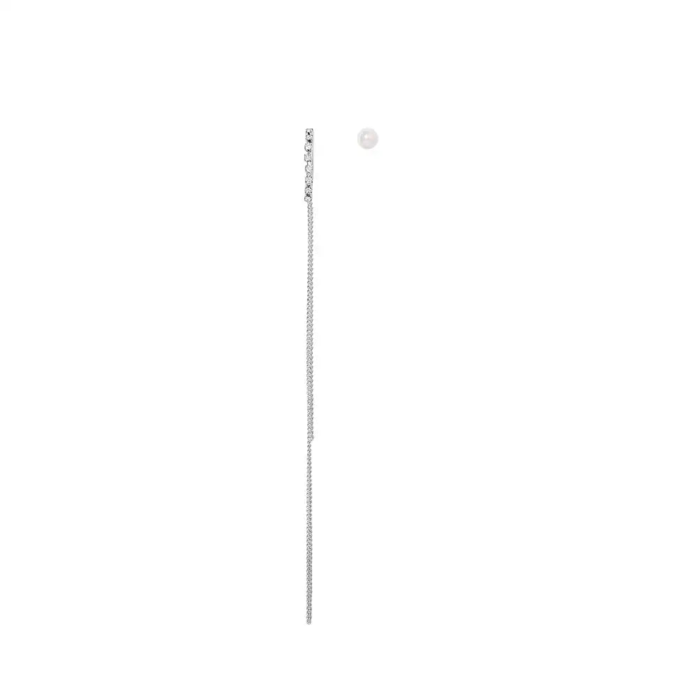 OST - Twinkle Long Chain Pearl Charm Unbalance Fashion Earrings - OST - Jewelry - Harumio