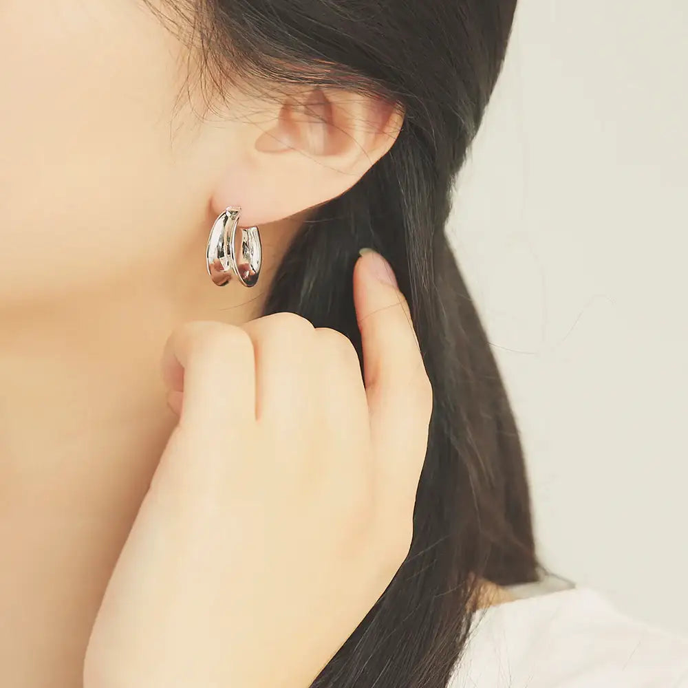 OST - Bold Silver Open Ring Earrings - OST - Jewelry - Harumio