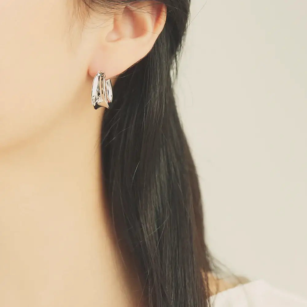 OST - Bold Silver Open Ring Earrings - OST - Jewelry - Harumio