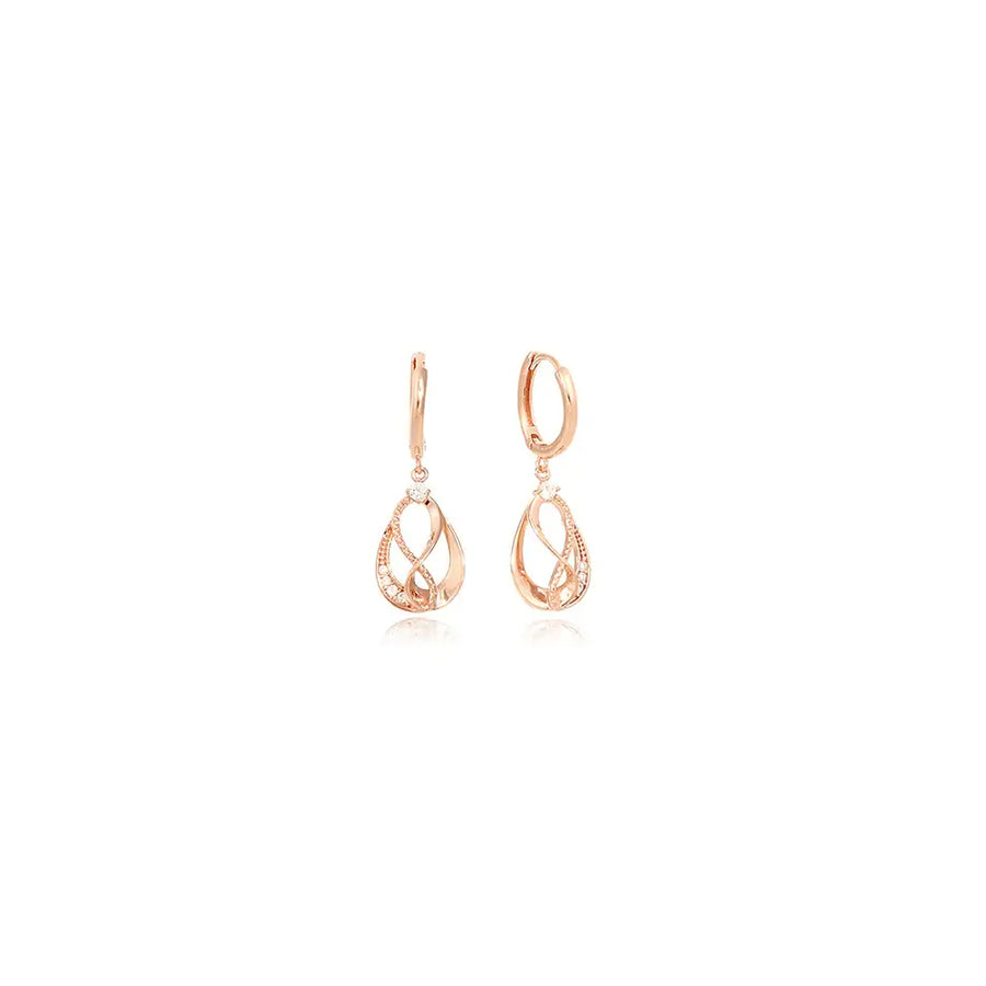 OST - Wave in Water Drop Rose Gold One Touch Earrings - OST - Jewelry - Harumio