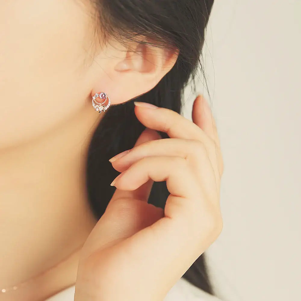 OST - Mystical Moonlight Violet Rose Gold Earrings - OST - Jewelry - Harumio