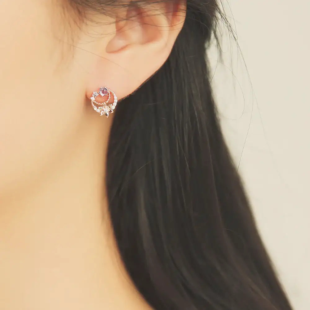 OST - Mystical Moonlight Violet Rose Gold Earrings - OST - Jewelry - Harumio