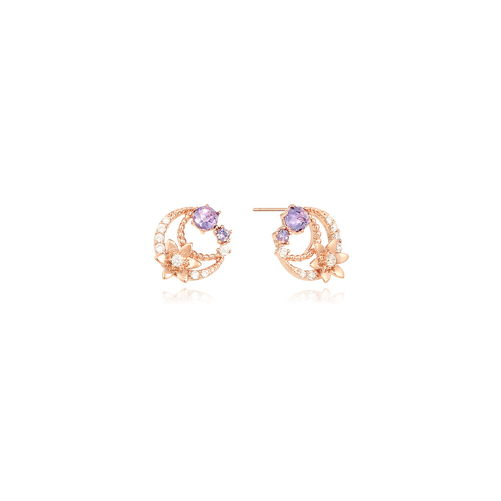 OST - Mystical Moonlight Violet Rose Gold Earrings