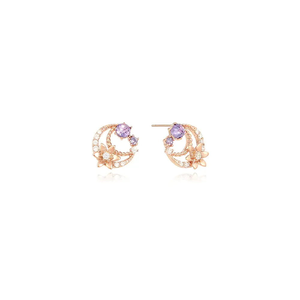 OST - Mystical Moonlight Violet Rose Gold Earrings - OST - Jewelry - Harumio