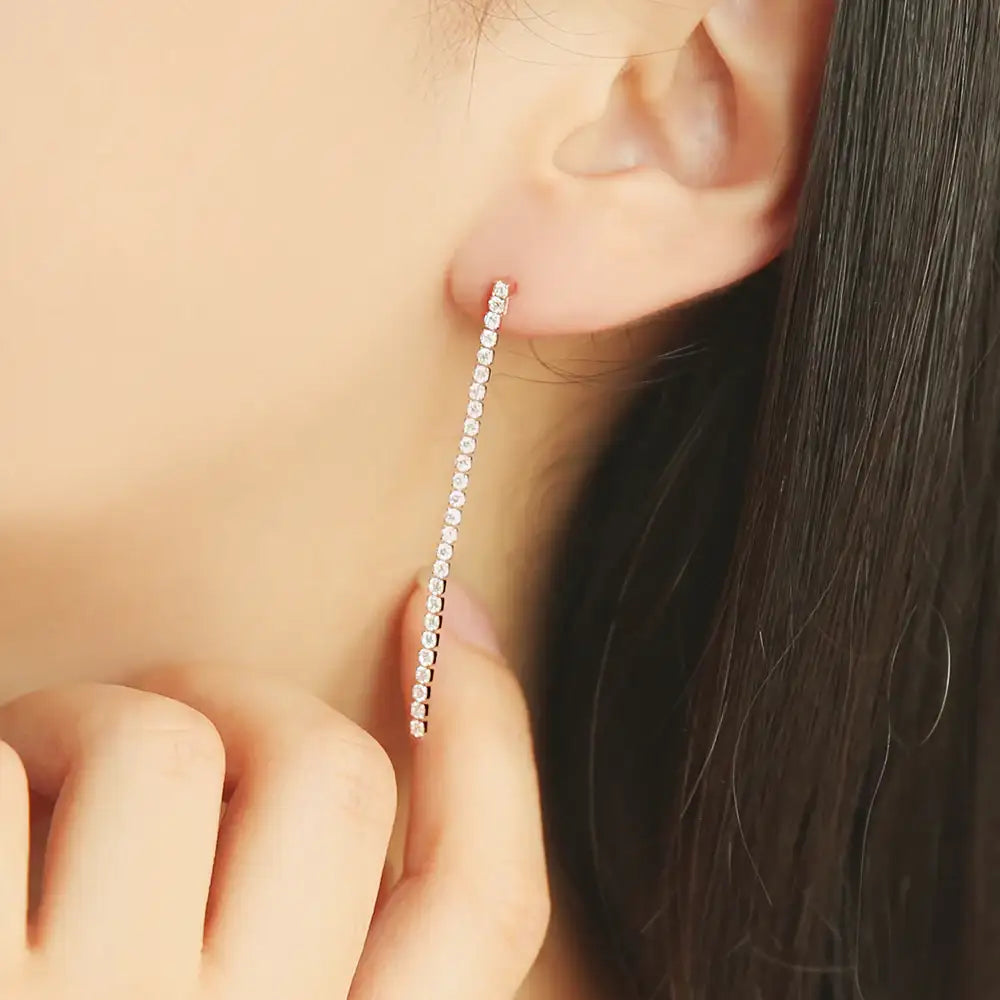 OST - Long Cubic Line Rose Gold Ear Pierce - OST - Jewelry - Harumio