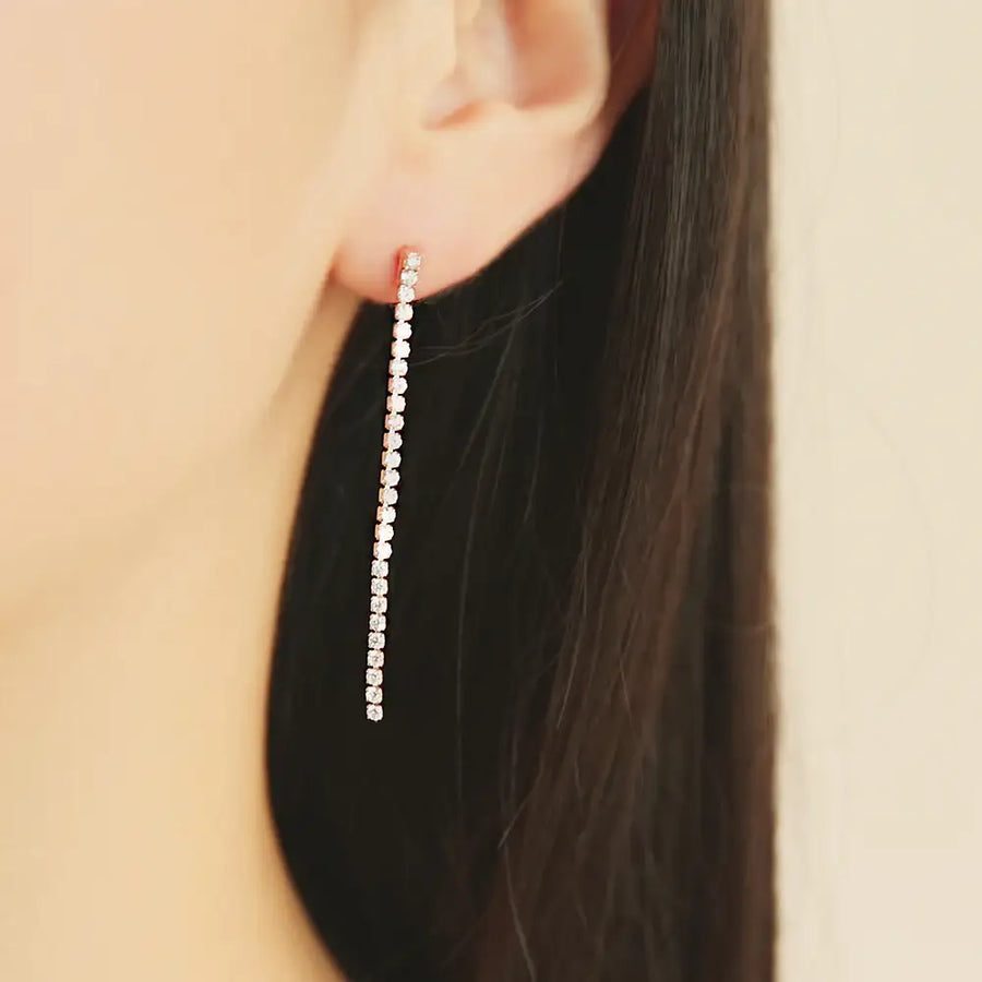 OST - Long Cubic Line Rose Gold Ear Pierce - OST - Jewelry - Harumio