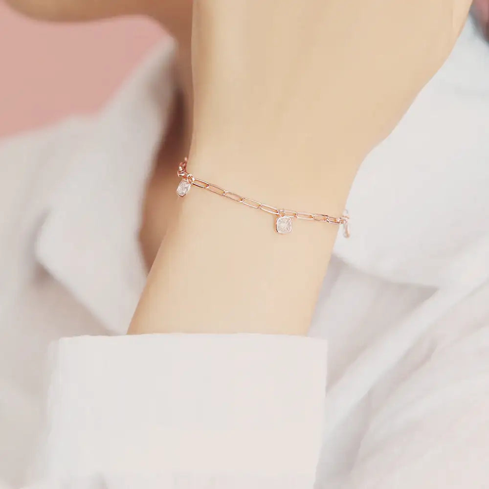 OST - Casual Square Cubic Point Rose Gold Bracelet - OST - Jewelry - Harumio
