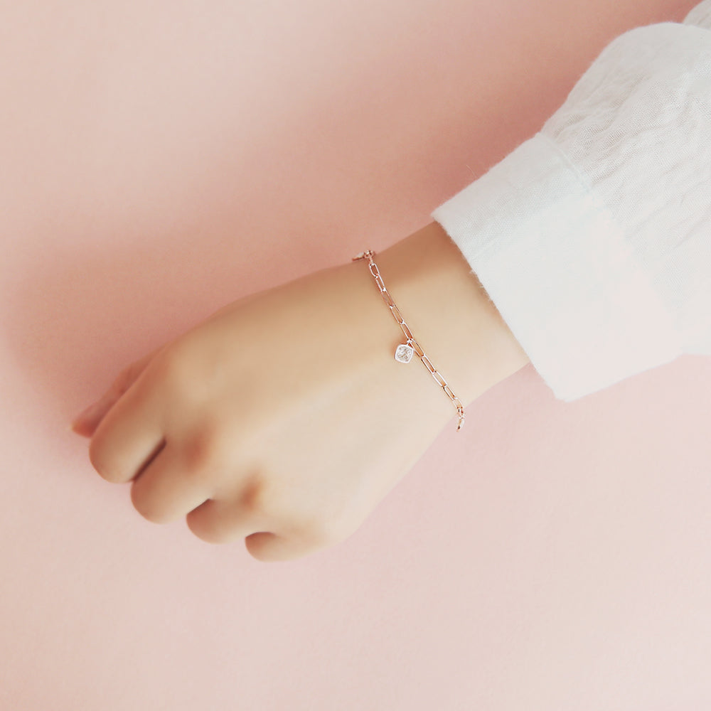 OST - Casual Square Cubic Point Rose Gold Bracelet