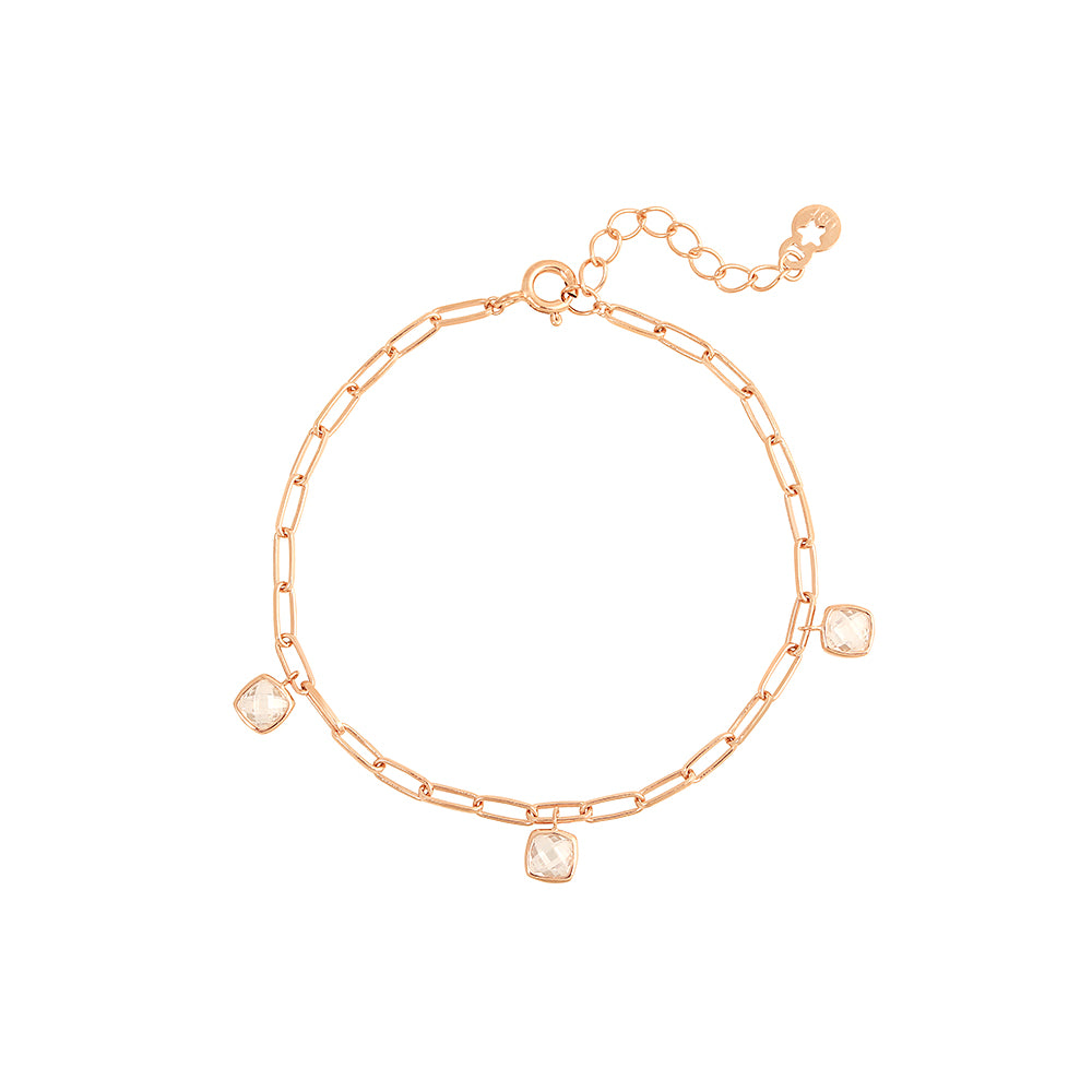 OST - Casual Square Cubic Point Rose Gold Bracelet