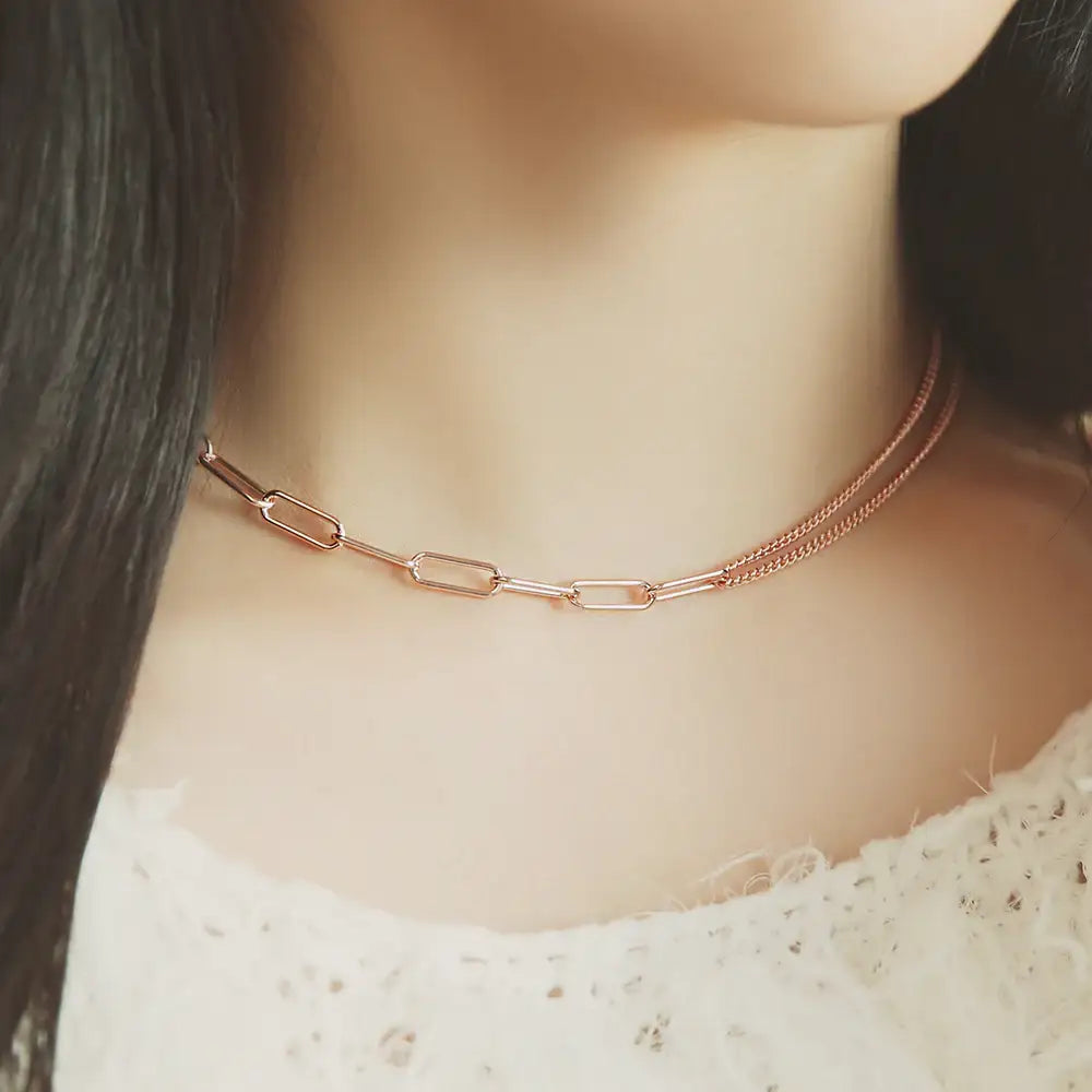 OST - Chic Double Chain Rose Gold Necklace