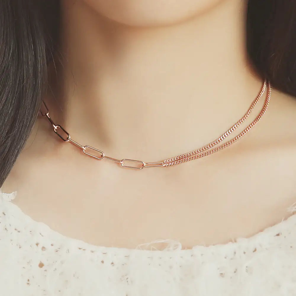 OST - Chic Double Chain Rose Gold Necklace - OST - Jewelry - Harumio