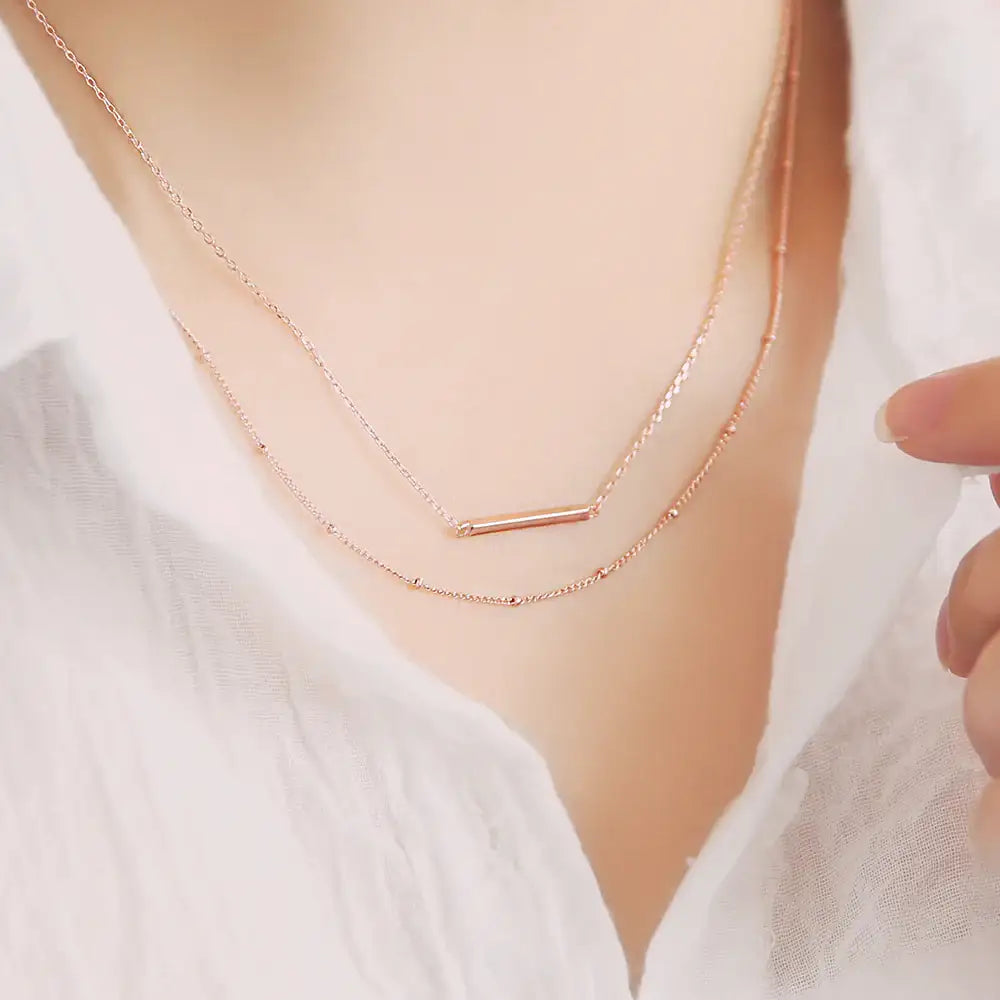 OST - Bella Two Chain Bar Motif Necklace - OST - Jewelry - Harumio