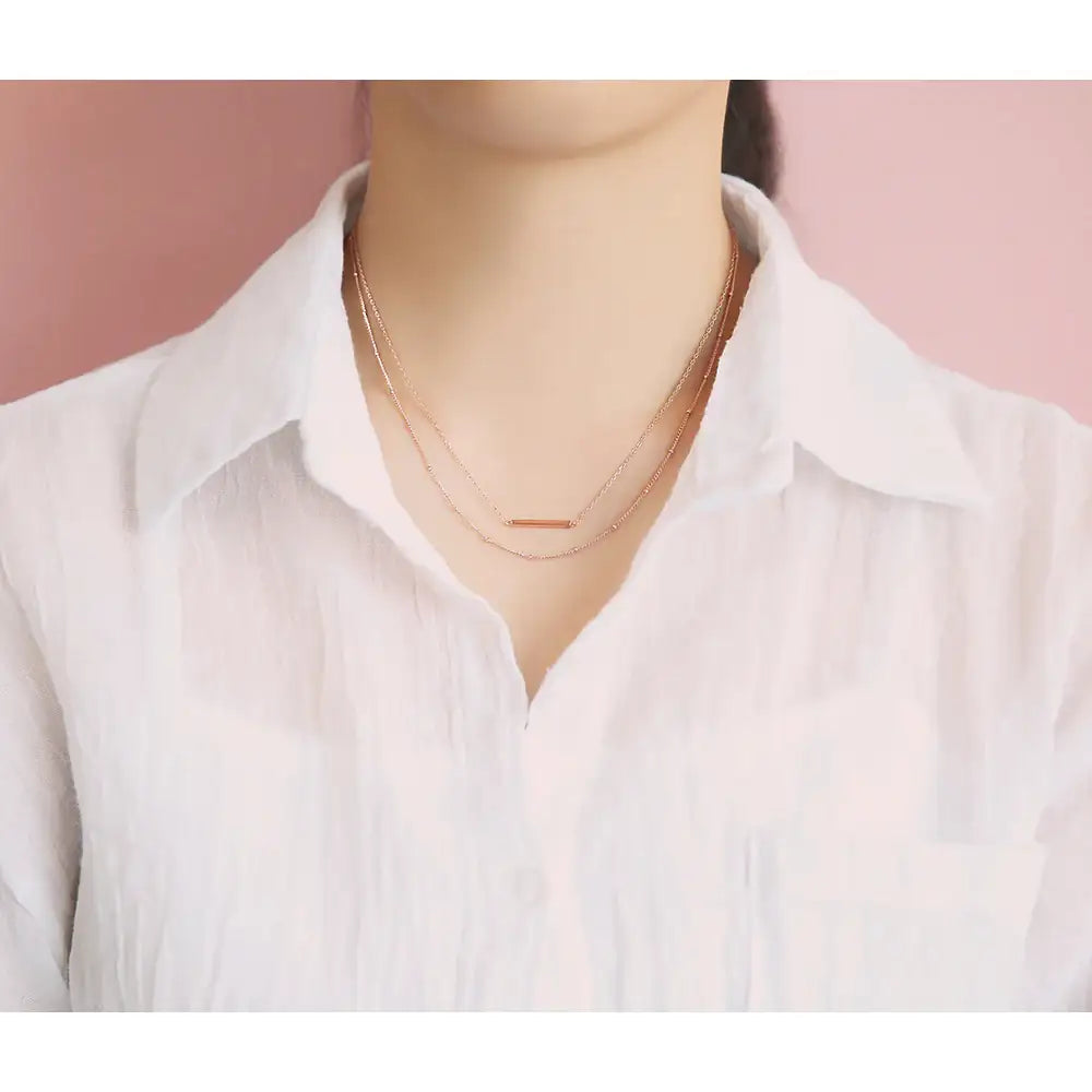 OST - Bella Two Chain Bar Motif Necklace - OST - Jewelry - Harumio