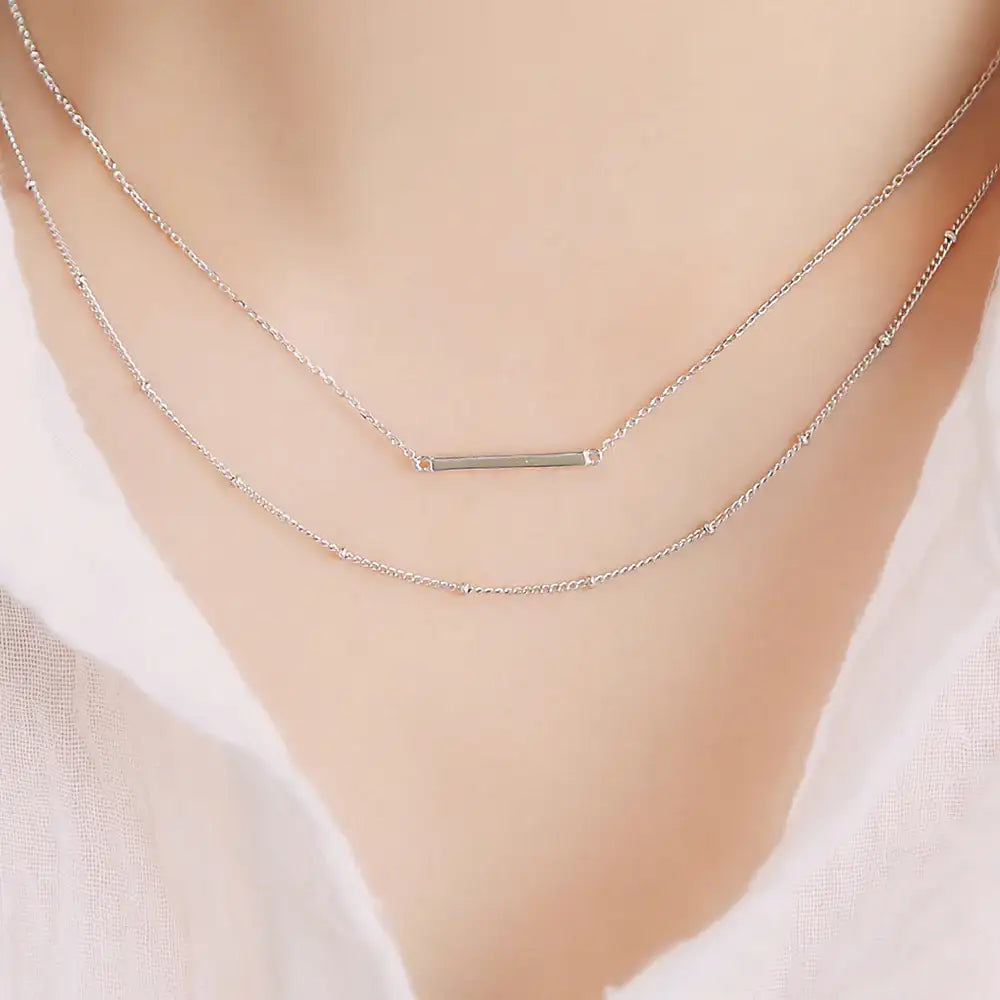 OST - Bella Two Chain Bar Motif Necklace - OST - Jewelry - Harumio