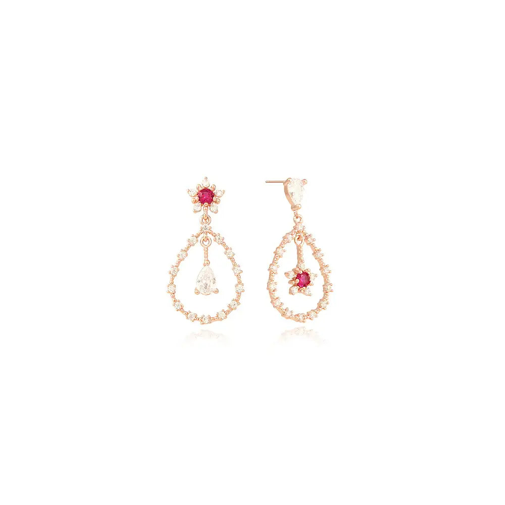 OST - Ruby Flower Rose Gold Fashion Earrings - OST - Jewelry - Harumio