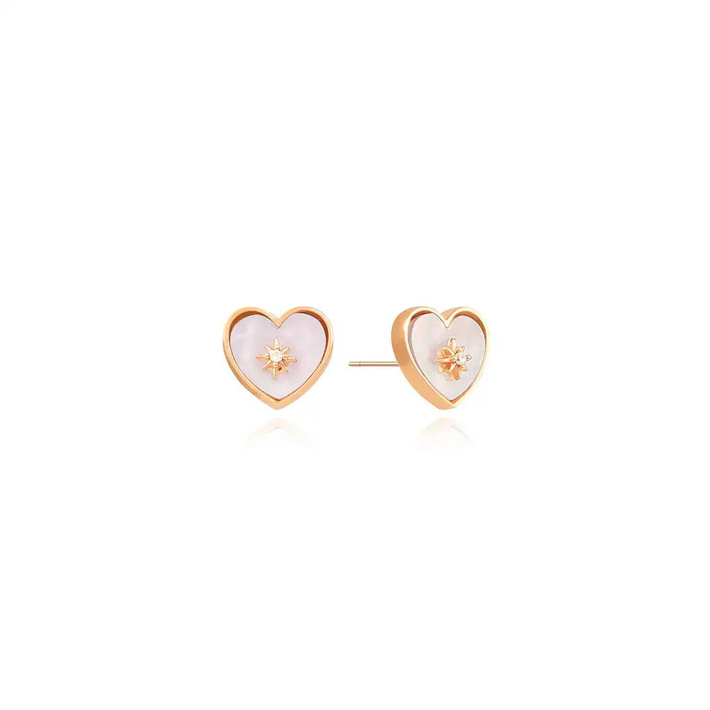 OST - Aurora Mother-of-Pearl Heart Silver Earrings - OST - Jewelry - Harumio