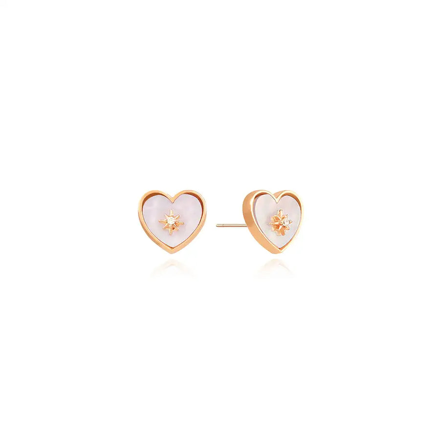 OST - Aurora Mother-of-Pearl Heart Silver Earrings - OST - Jewelry - Harumio
