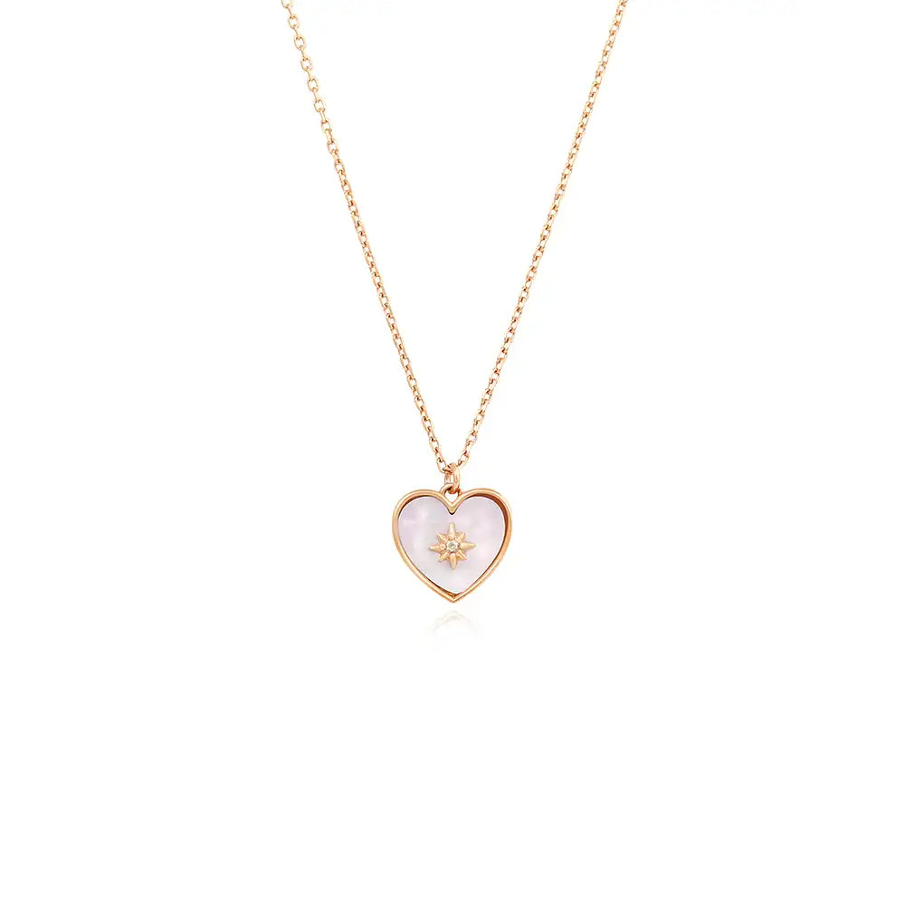 OST - Aurora Mother-of-Pearl Heart Silver Necklace - OST - Jewelry - Harumio
