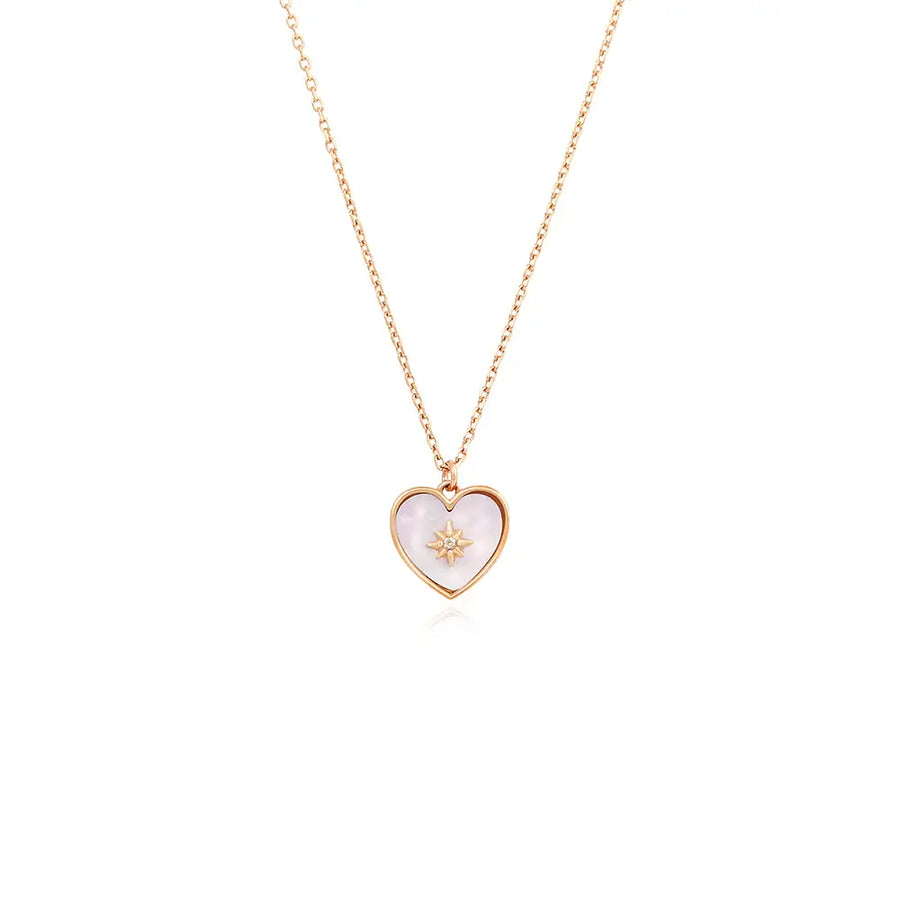 OST - Aurora Mother-of-Pearl Heart Silver Necklace - OST - Jewelry - Harumio