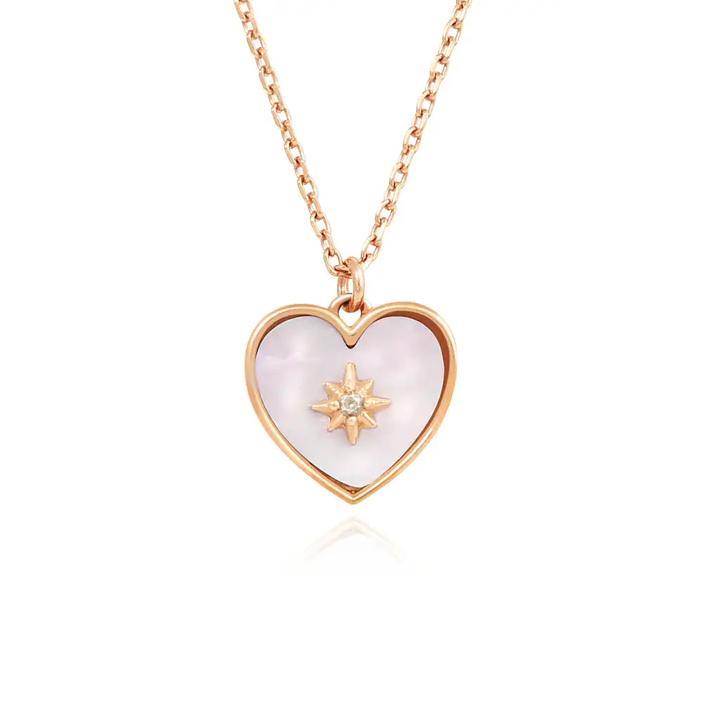 OST - Aurora Mother-of-Pearl Heart Silver Necklace - OST - Jewelry - Harumio