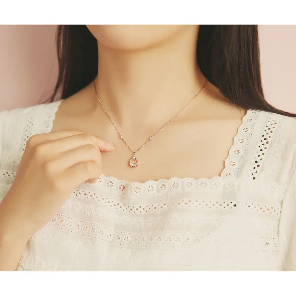 OST - Milky Crescent Moonlight Garden Silver Necklace - OST - Jewelry - Harumio