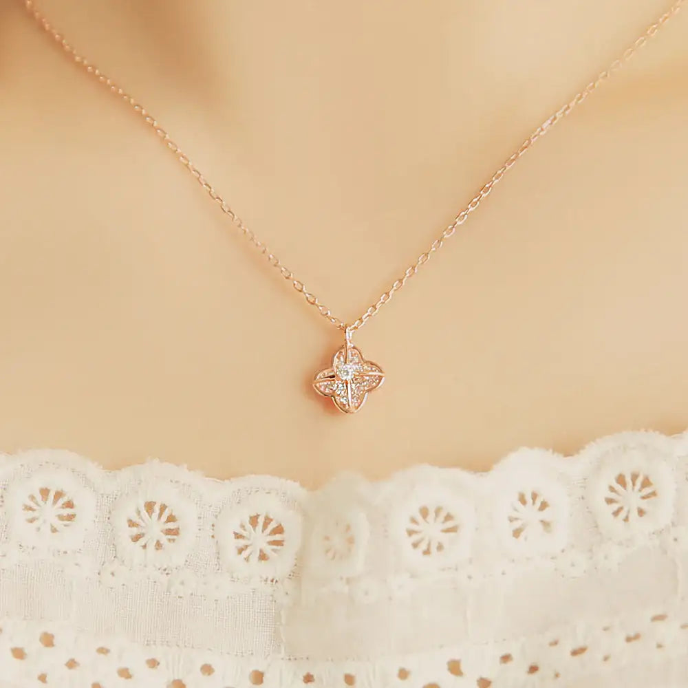 OST - Four Leaf Volume Flower Necklace - OST - Jewelry - Harumio