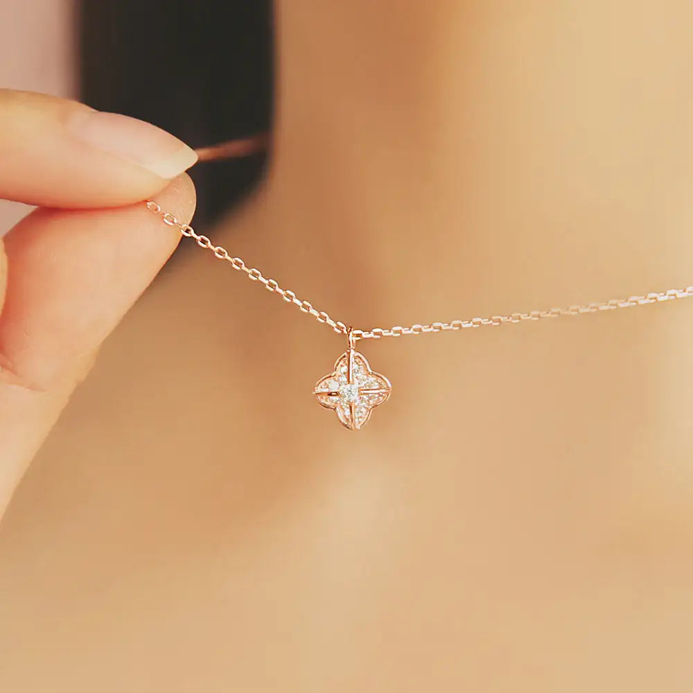 OST - Four Leaf Volume Flower Necklace - OST - Jewelry - Harumio