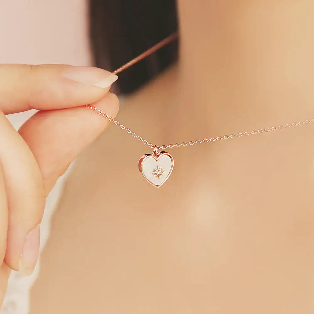 OST - Aurora Mother-of-Pearl Heart Silver Necklace - OST - Jewelry - Harumio
