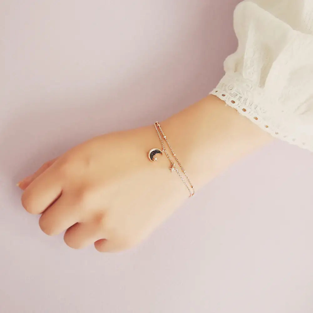OST - Lapis Lazuli Crescent Moonlight Garden Drop Silver Bracelet - OST - Jewelry - Harumio