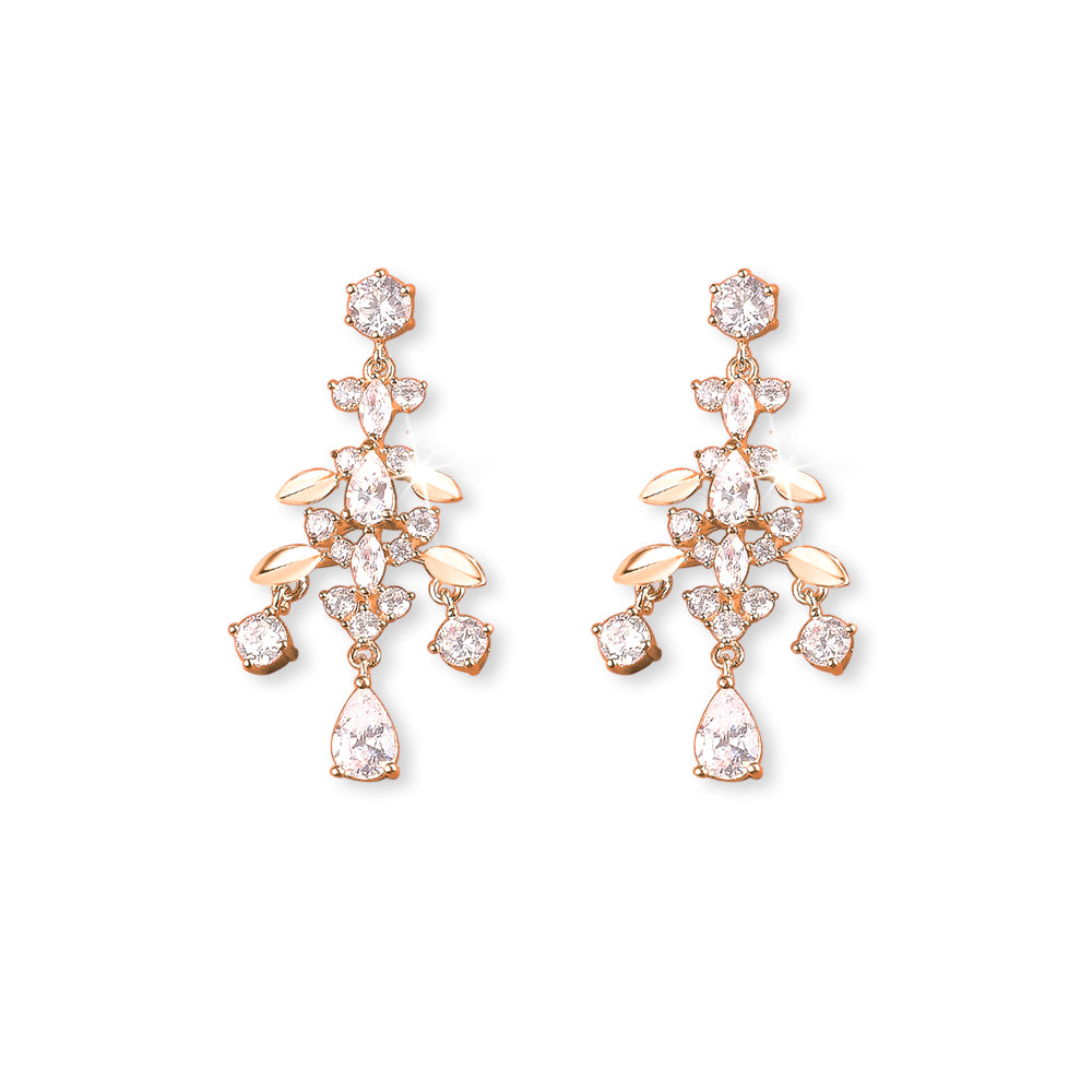 OST - Elegant Cubic Line Rose Gold Plated Earrings
