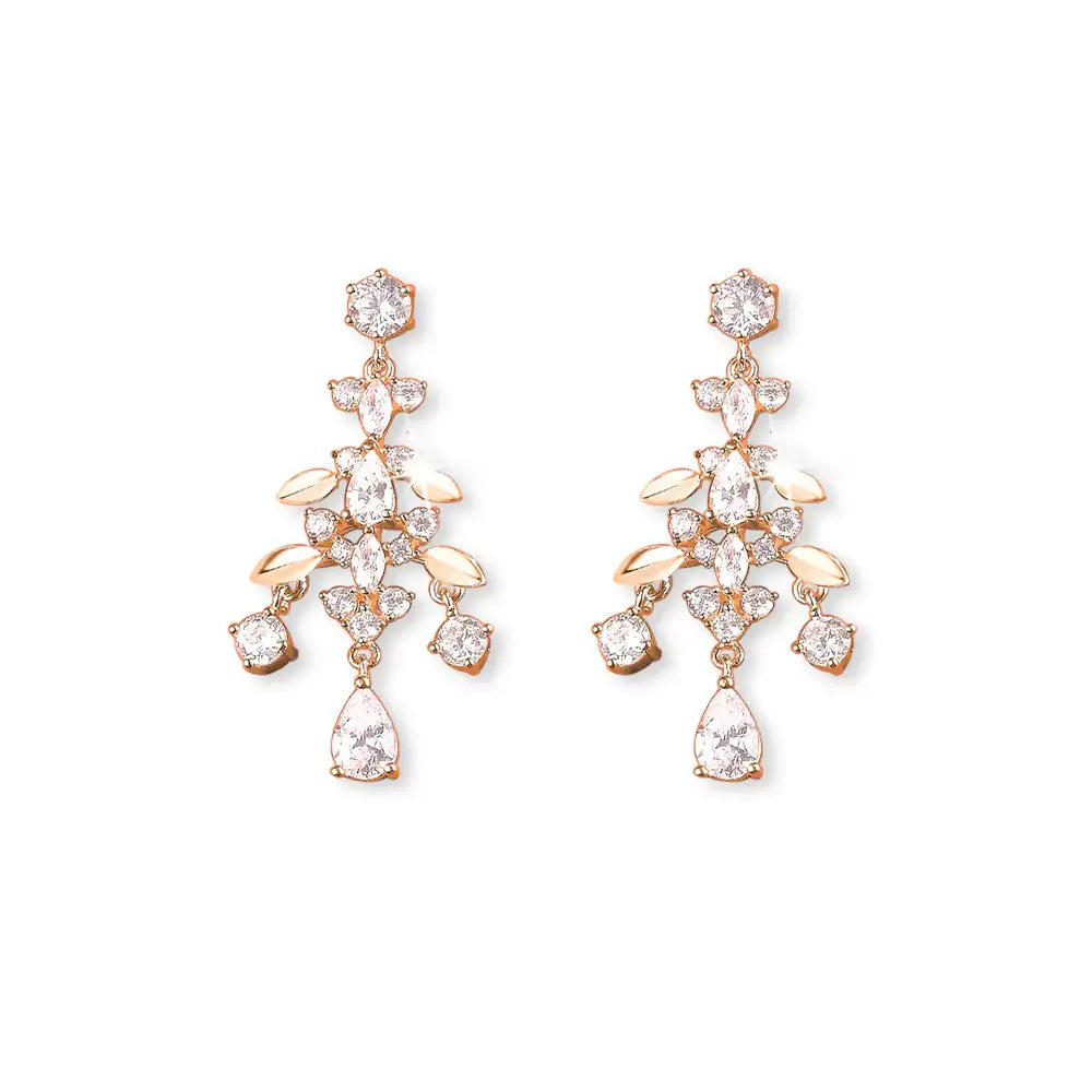 OST - Elegant Cubic Line Rose Gold Plated Earrings