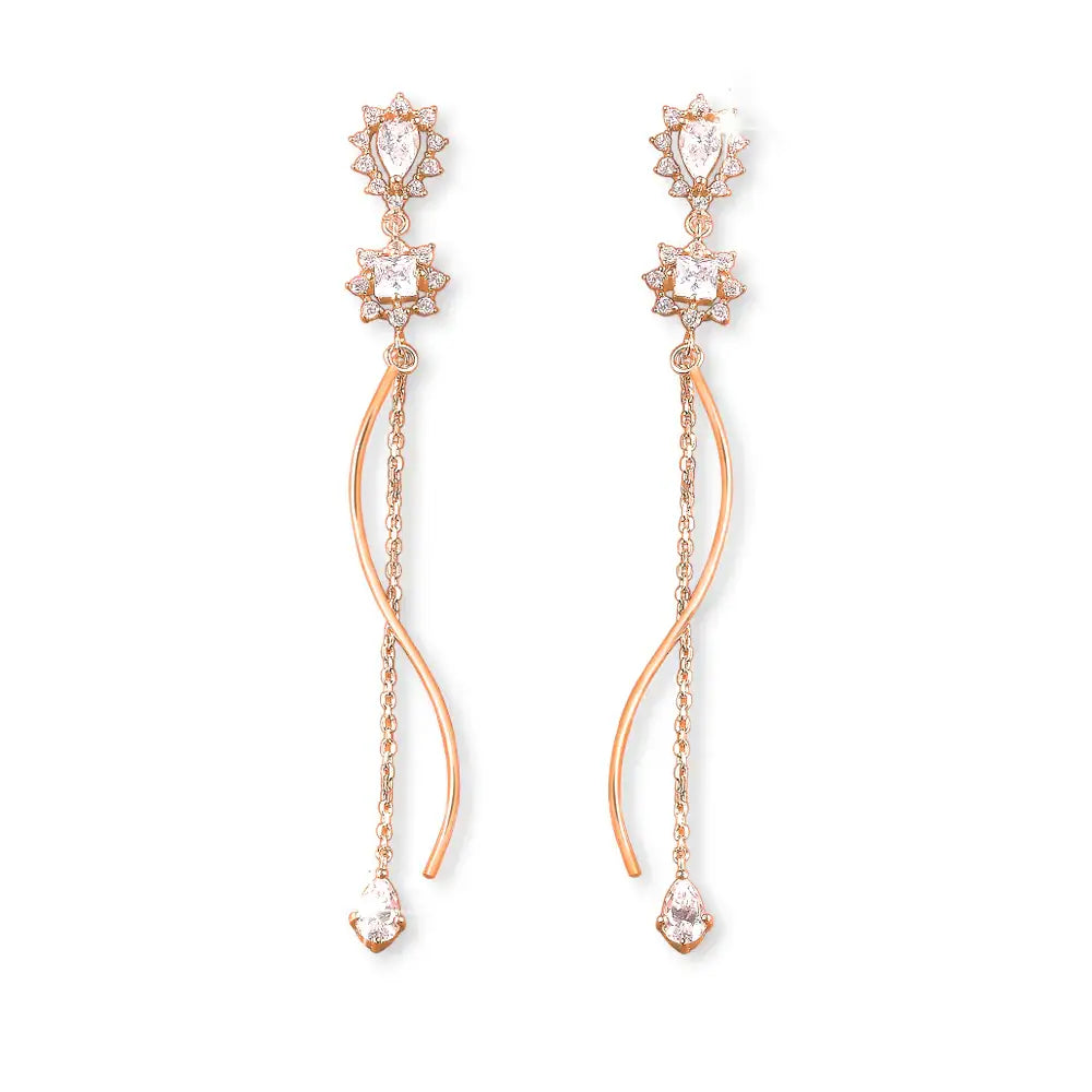 OST - Elegance Chain Drop Rose Gold Plated Earrings - OST - Jewelry - Harumio