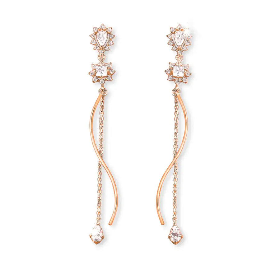OST - Elegance Chain Drop Rose Gold Plated Earrings - OST - Jewelry - Harumio