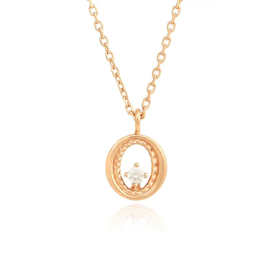 OST - Shiny Cubic Rose Gold with a Twisted Ring Necklace - OST - Jewelry - Harumio