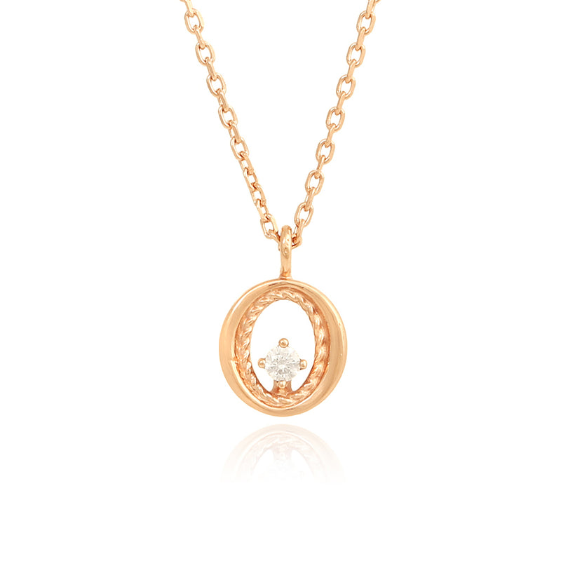 OST - Shiny Cubic Rose Gold with a Twisted Ring Necklace