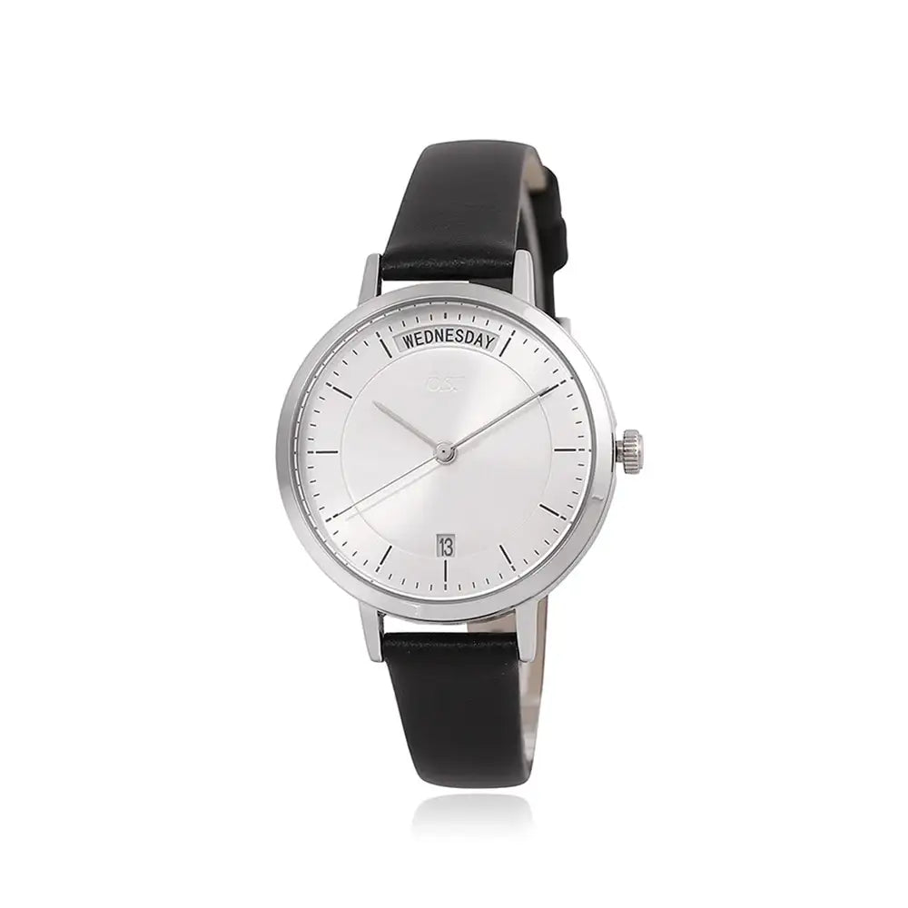 OST - Simple Functional Black Big Index Women's Leather Watch - OST - Watch - Harumio