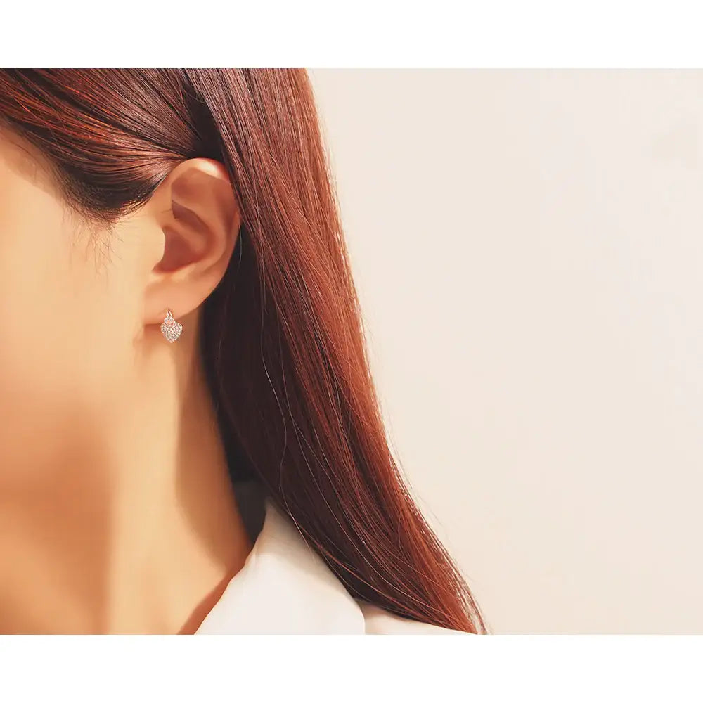 OST - Cubic Heart Rose Gold Earrings - OST - Jewelry - Harumio
