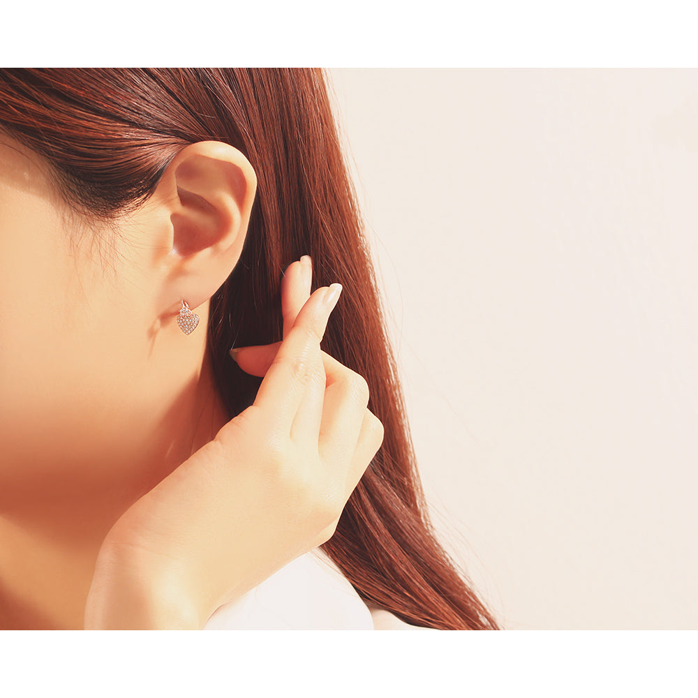 OST - Cubic Heart Rose Gold Earrings