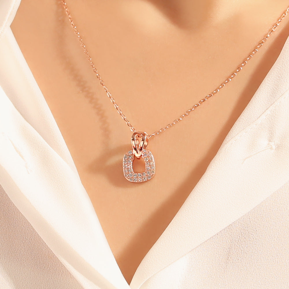 OST - Round Square Rose Gold Necklace