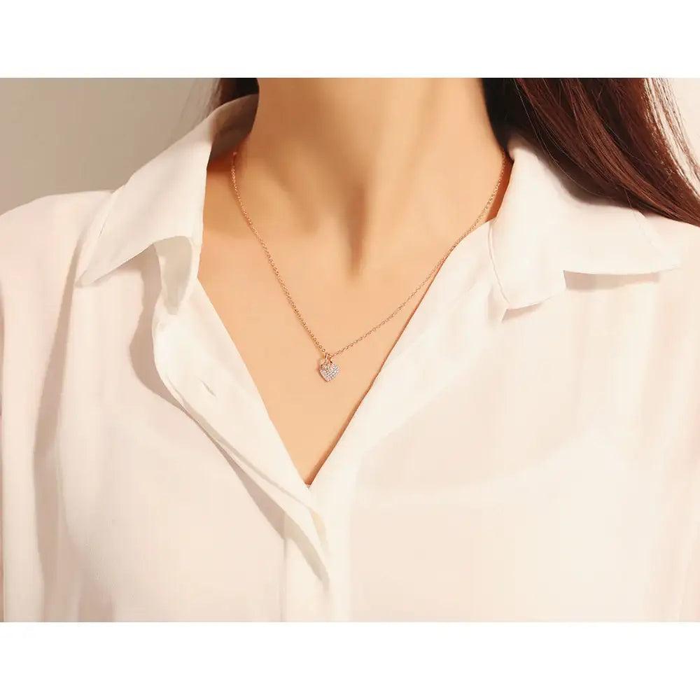 OST - Cubic Heart Rose Gold Necklace - OST - Jewelry - Harumio
