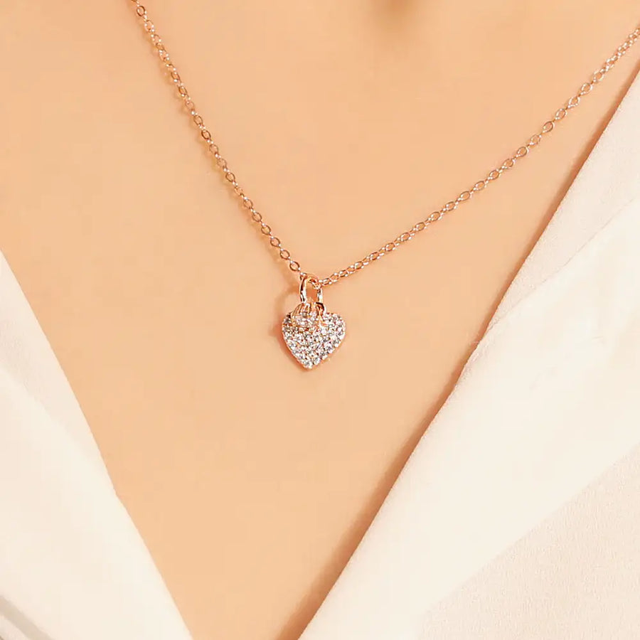 OST - Cubic Heart Rose Gold Necklace - OST - Jewelry - Harumio