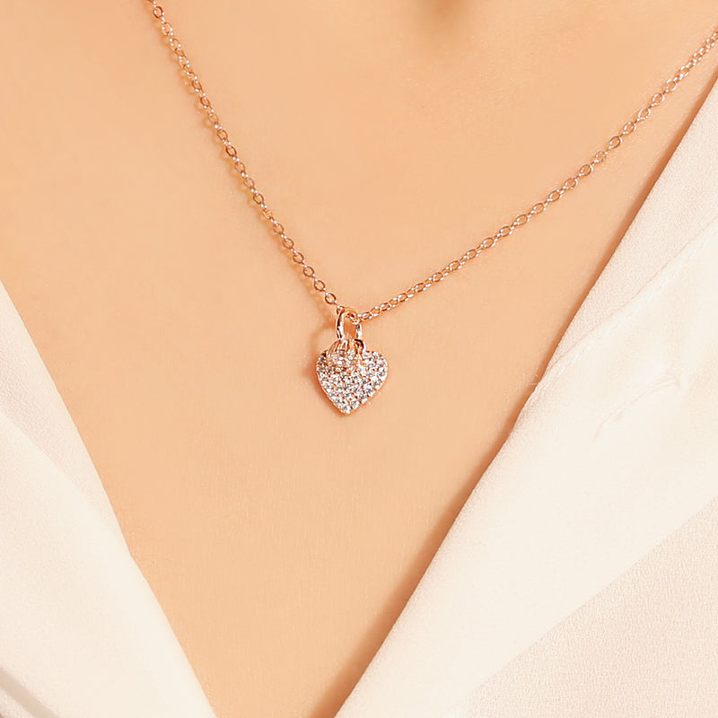 OST - Cubic Heart Rose Gold Necklace