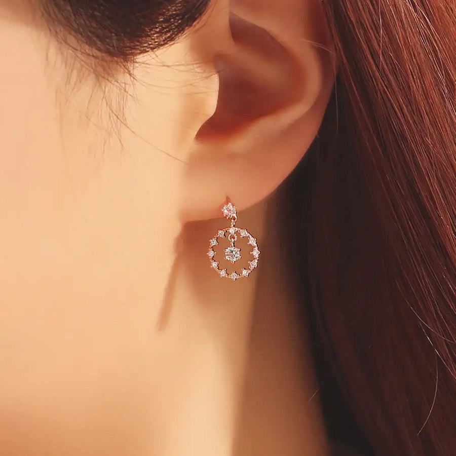 OST - Dazzling Cubic Ring Rose Gold Earrings - OST - Jewelry - Harumio