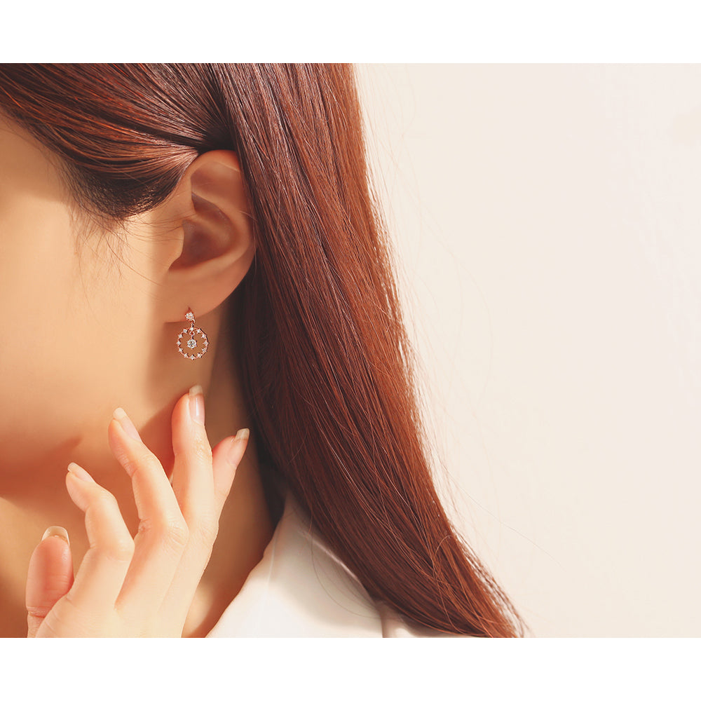 OST - Dazzling Cubic Ring Rose Gold Earrings