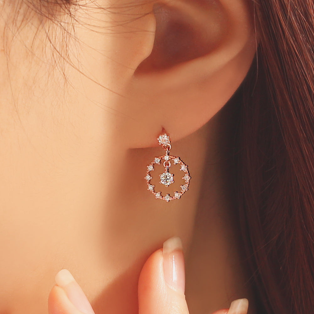 OST - Dazzling Cubic Ring Rose Gold Earrings