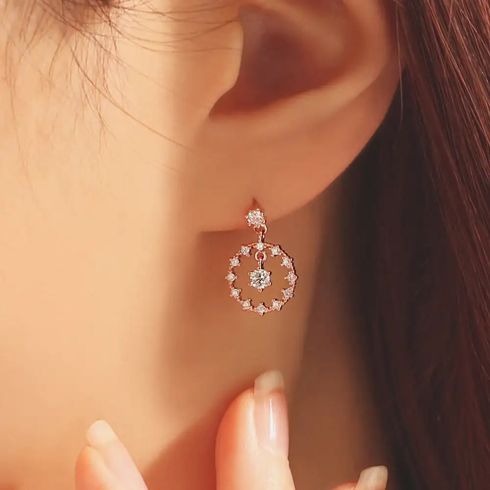 OST - Dazzling Cubic Ring Rose Gold Earrings - OST - Jewelry - Harumio